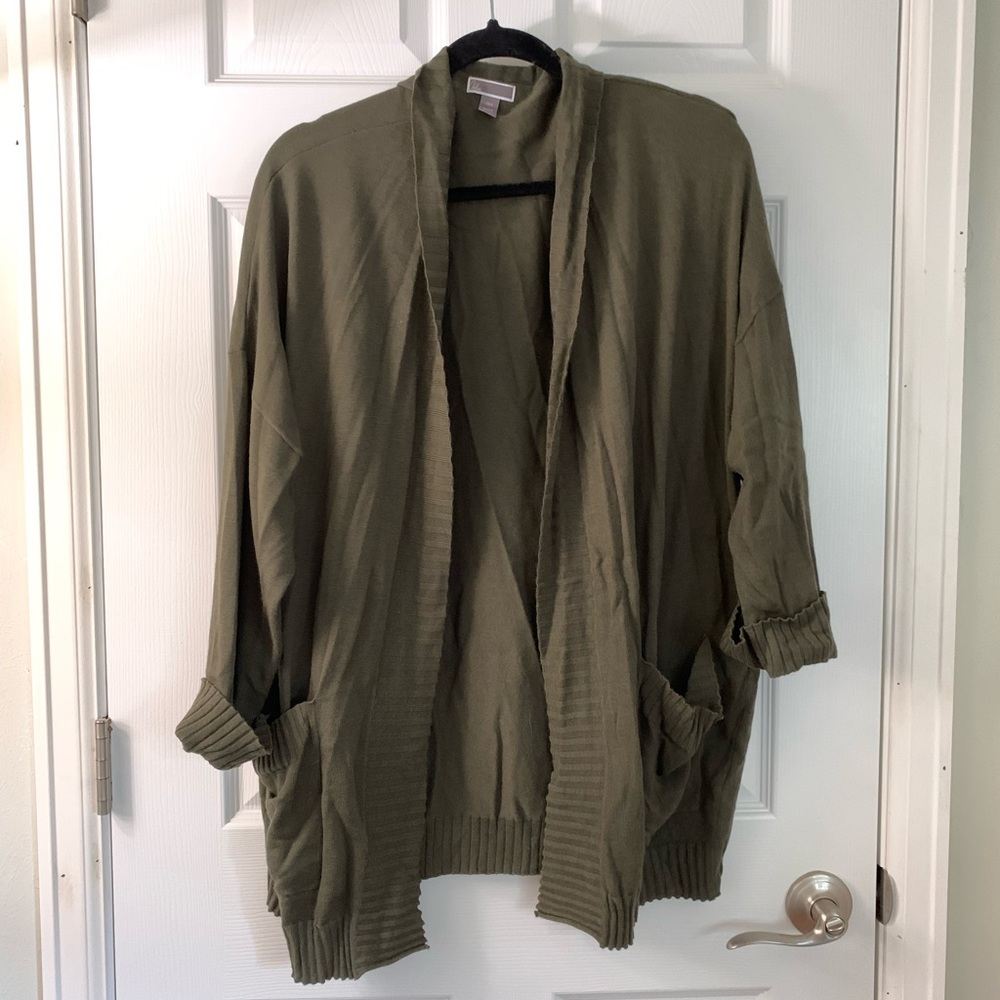Chelsea28 Green Oversize Lightweight Open Cardigan